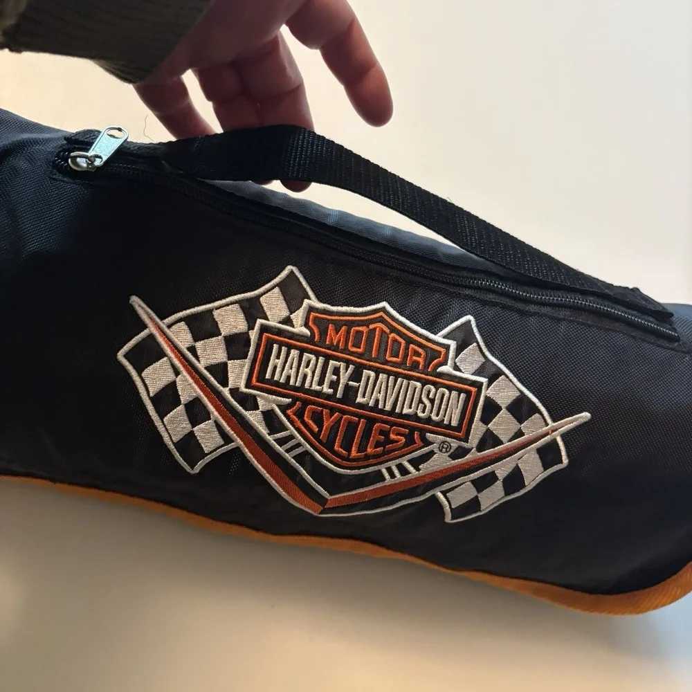 HARLEY-DAVIDSON TRAVEL PICNIC BLANKET TARP W/FELT LINING & GROMMETS Approx 58x54